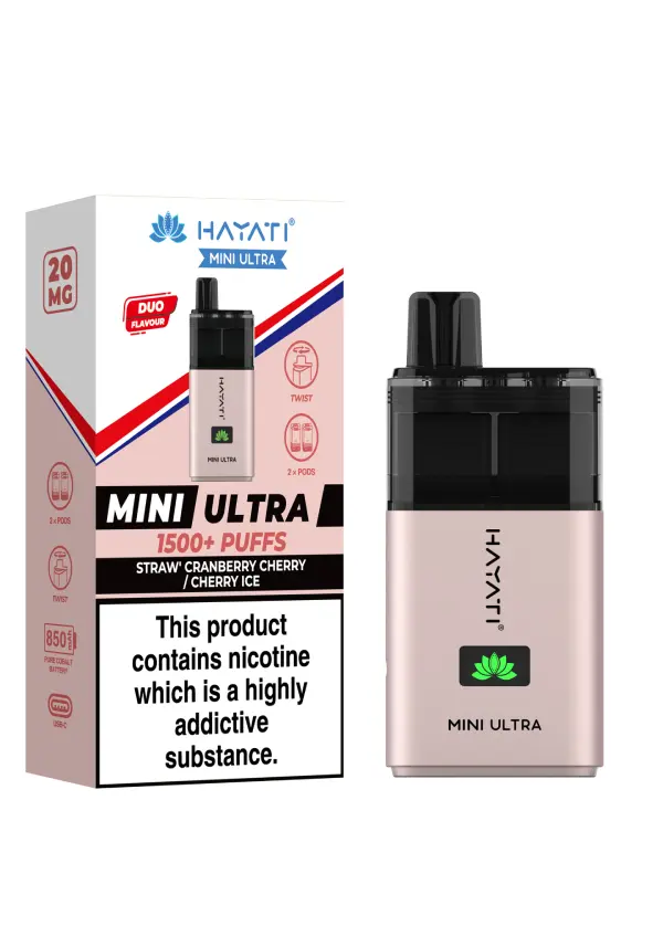  Straw Cranberry Cherry / Cherry Ice Hayati Mini Ultra Disposable Vape 